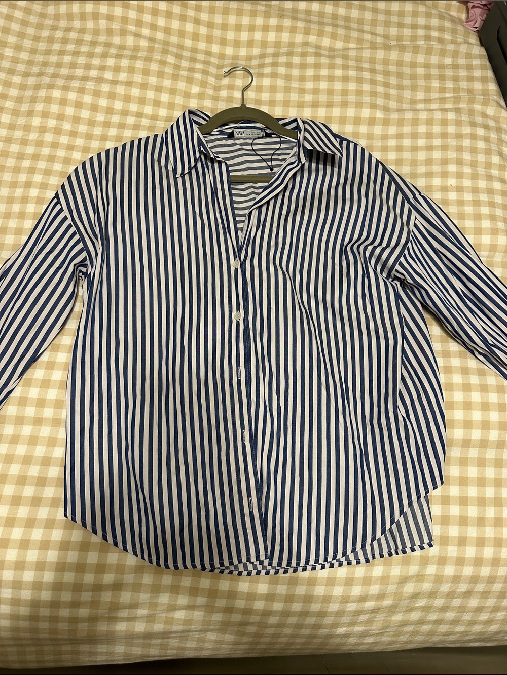 Classic Blue and White Striped  Button-Up Shirt
